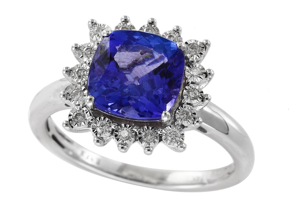EFFY 14K WHITE GOLD DIAMOND,TANZANITE RING