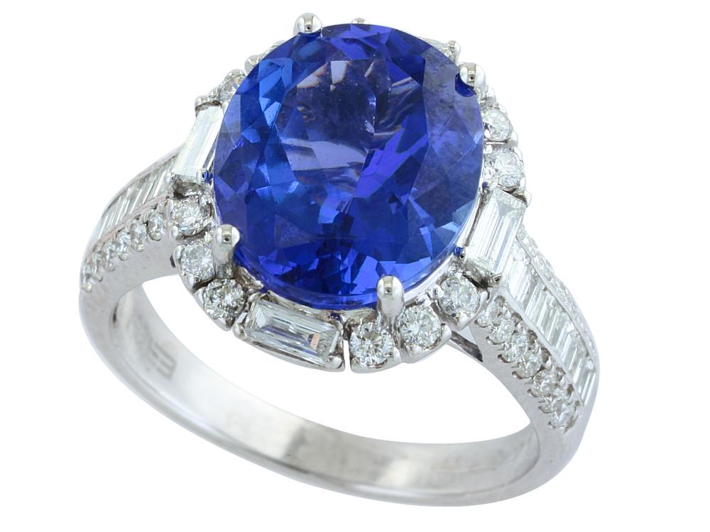 EFFY 14K WHITE GOLD DIAMOND,TANZANITE RING