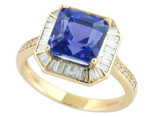 EFFY 14K YELLOW GOLD DIAMOND,TANZANITE RING