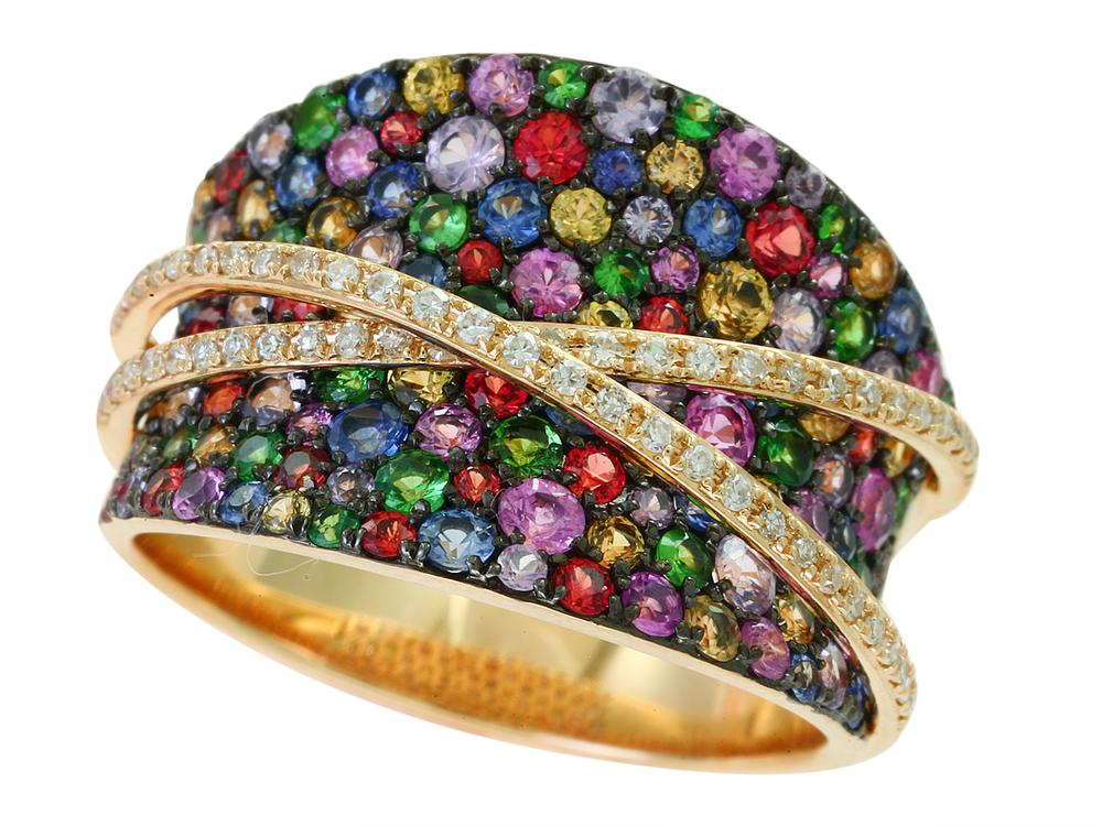 EFFY 14K YELLOW GOLD DIAMOND,NATURAL CEYLON SAPPHIRE,GREEN SAPPHIRE,ORANGE SAPPHIRE,PINK SAPPHIRE,PURPLE SAPPHIRE,YELLOW SAPPHIRE RING