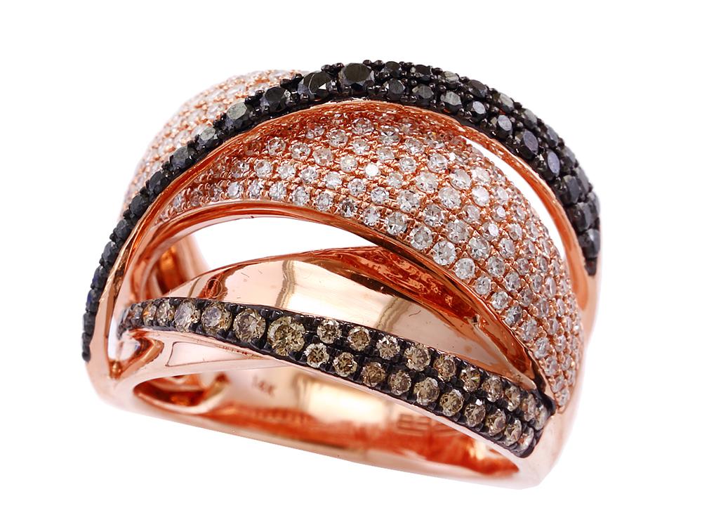 EFFY 14K ROSE GOLD DIAMOND,BLACK DIAMOND,ESPRESSO DIAMOND RING