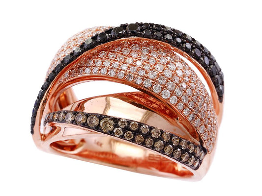 EFFY 14K ROSE GOLD DIAMOND,BLACK DIAMOND,ESPRESSO DIAMOND RING