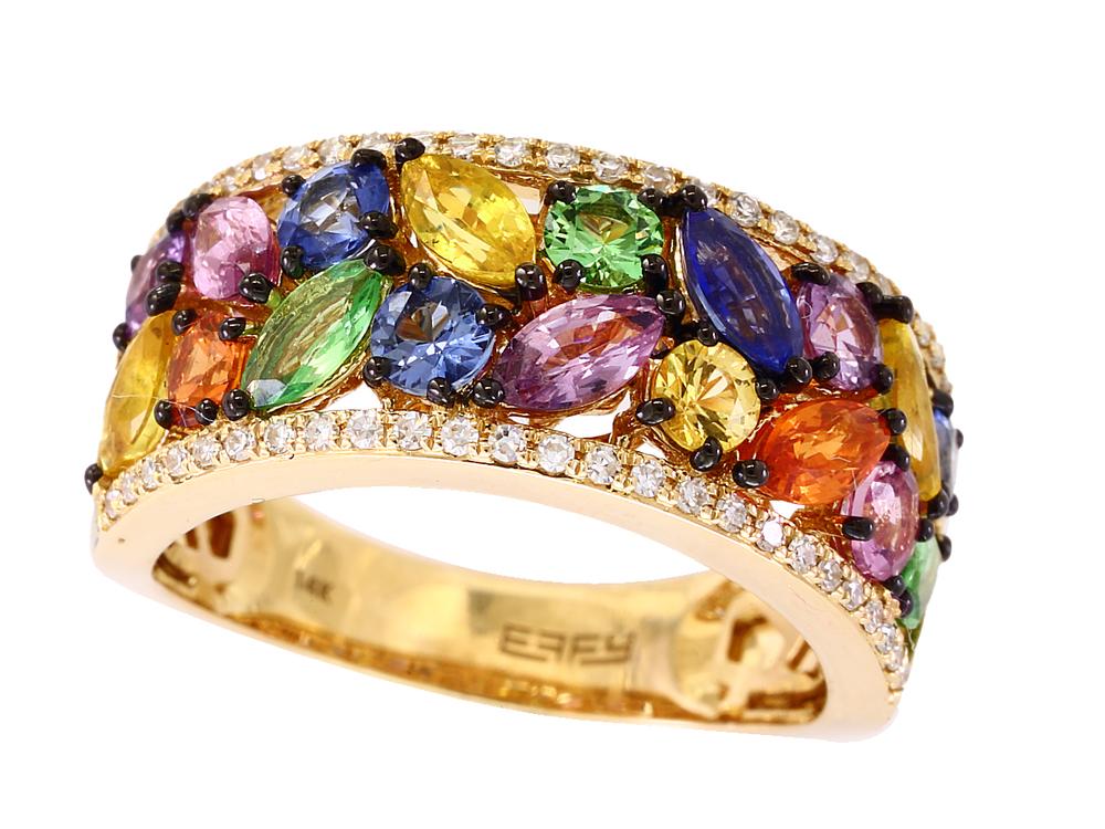 EFFY 14K YELLOW GOLD DIAMOND,NATURAL CEYLON SAPPHIRE,GREEN SAPPHIRE,ORANGE SAPPHIRE,PINK SAPPHIRE,PURPLE SAPPHIRE,TSAVORITE,YELLOW SAPPHIRE RING (WITH  Y  CENTER SIZE) CENTER SIZE: Y