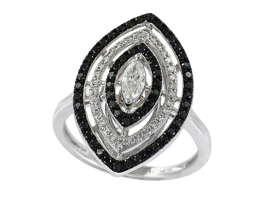 EFFY 14K WHITE GOLD DIAMOND,BLACK DIAMOND RING