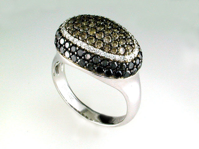 EFFY 14K WHITE GOLD DIAMOND,BLACK DIAMOND,ESPRESSO DIAMOND RING