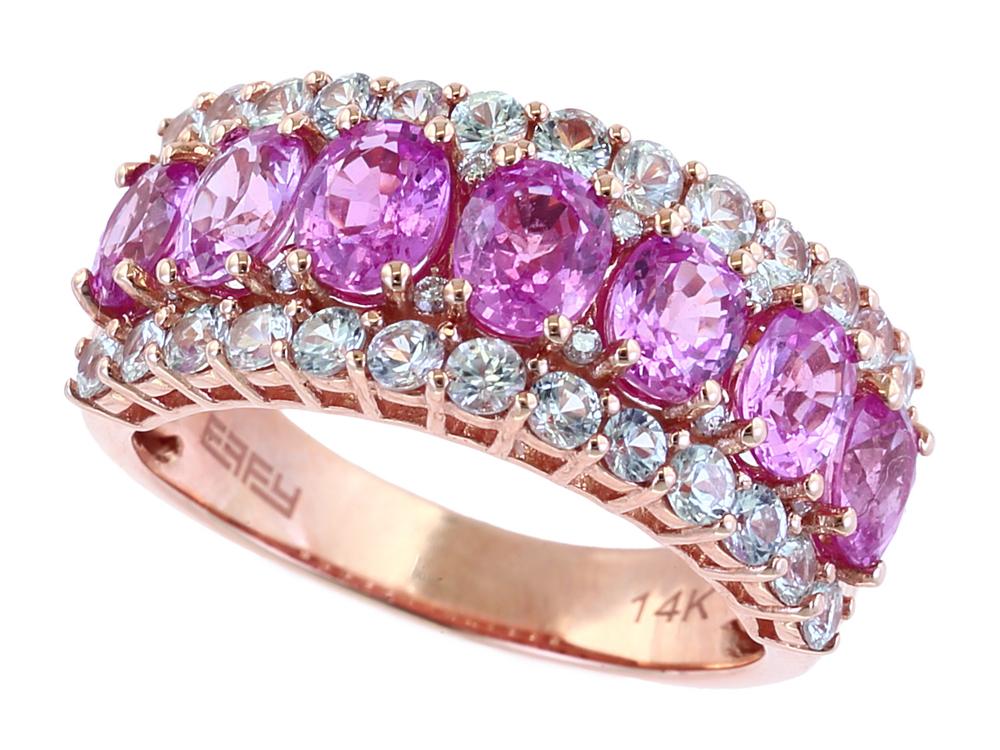 EFFY 14K ROSE GOLD DIAMOND,PINK SAPPHIRE,WHITE SAPPHIRE RING