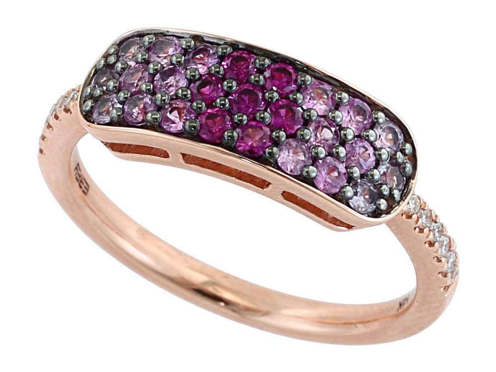 EFFY 14K ROSE GOLD DIAMOND,PINK SAPPHIRE,NATURAL RUBY RING
