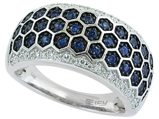 EFFY 14K WHITE GOLD DIAMOND,NATURAL SAPPHIRE RING