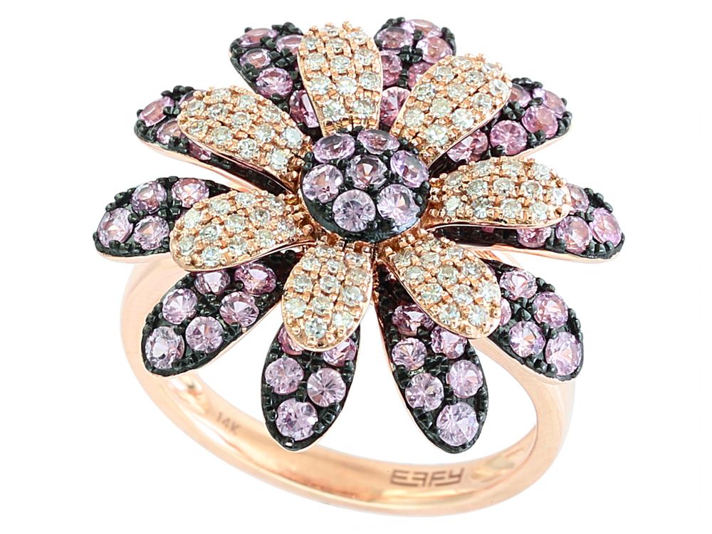 EFFY 14K ROSE GOLD DIAMOND,PINK SAPPHIRE RING