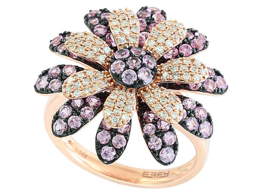 EFFY 14K ROSE GOLD DIAMOND,PINK SAPPHIRE RING