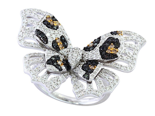 EFFY 14K WHITE GOLD DIAMOND,BLACK DIAMOND,ESPRESSO DIAMOND RING