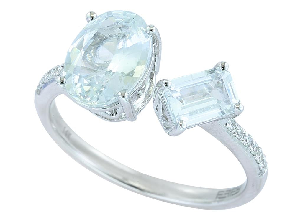 EFFY 14K WHITE GOLD DIAMOND,WHITE SAPPHIRE RING