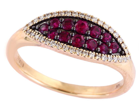 EFFY 14K YELLOW GOLD DIAMOND,NATURAL RUBY RING