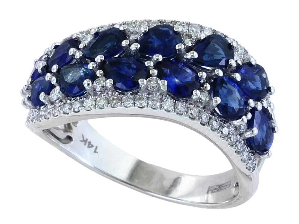 EFFY 14K WHITE GOLD DIAMOND,NATURAL SAPPHIRE RING