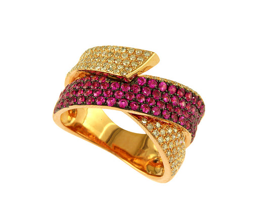 EFFY 14K ROSE GOLD DIAMOND,NATURAL RUBY RING