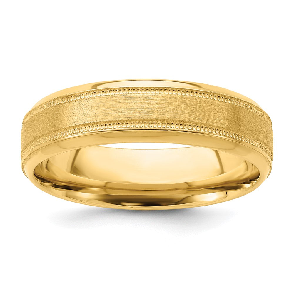 14k Yellow Gold Standard Comfort Fit Brush Satin Fancy Band