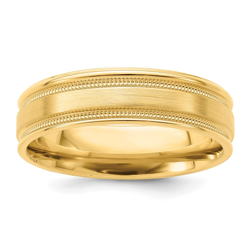 14k Yellow Gold Standard Comfort Fit Brush Satin Fancy Band
