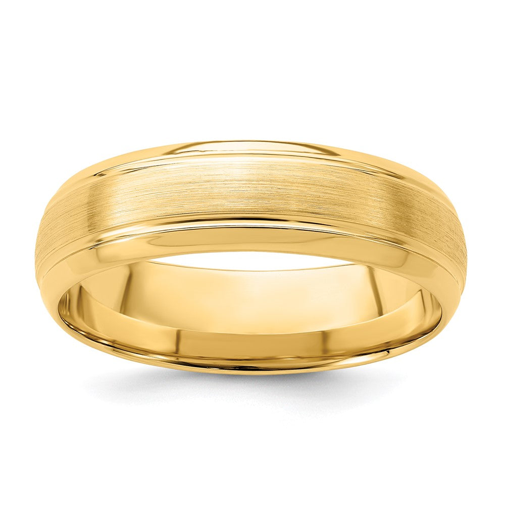 14k Yellow Gold Standard Comfort Fit Brush Satin Fancy Band