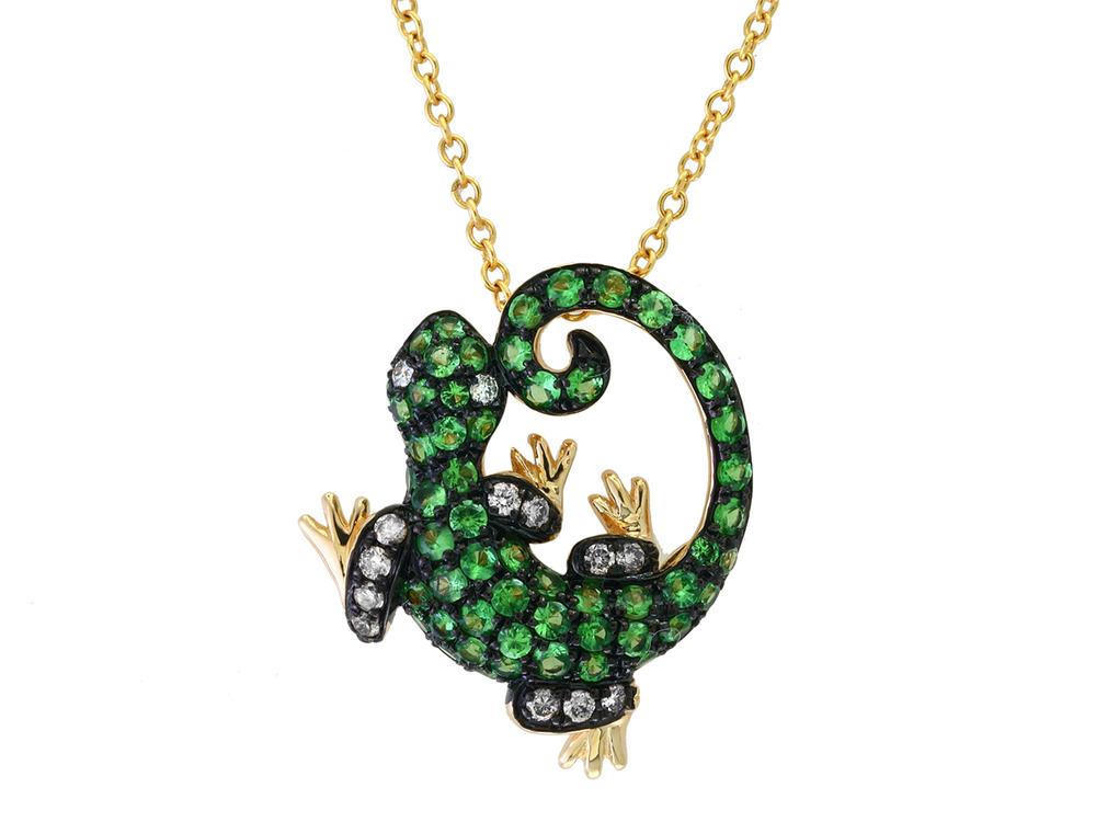 EFFY 14K YELLOW GOLD DIAMOND,ESPRESSO DIAMOND,TSAVORITE PENDANT