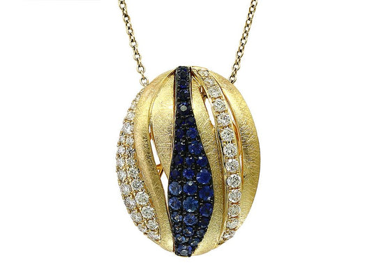 EFFY 14K YELLOW GOLD DIAMOND,NATURAL SAPPHIRE PENDANT
