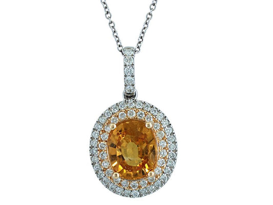 EFFY 14K WHITE and YELLOW GOLD DIAMOND,YELLOW SAPPHIRE PENDANT