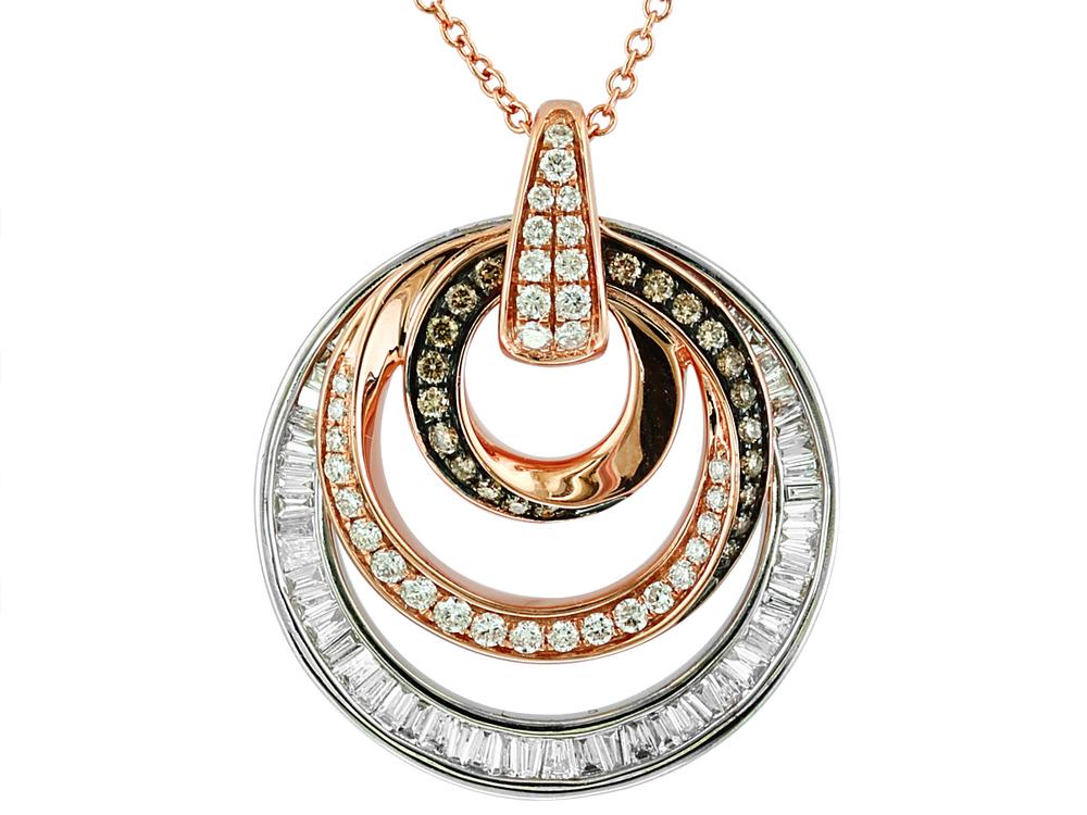 EFFY 14K WHITE and ROSE GOLD DIAMOND,ESPRESSO DIAMOND PENDANT