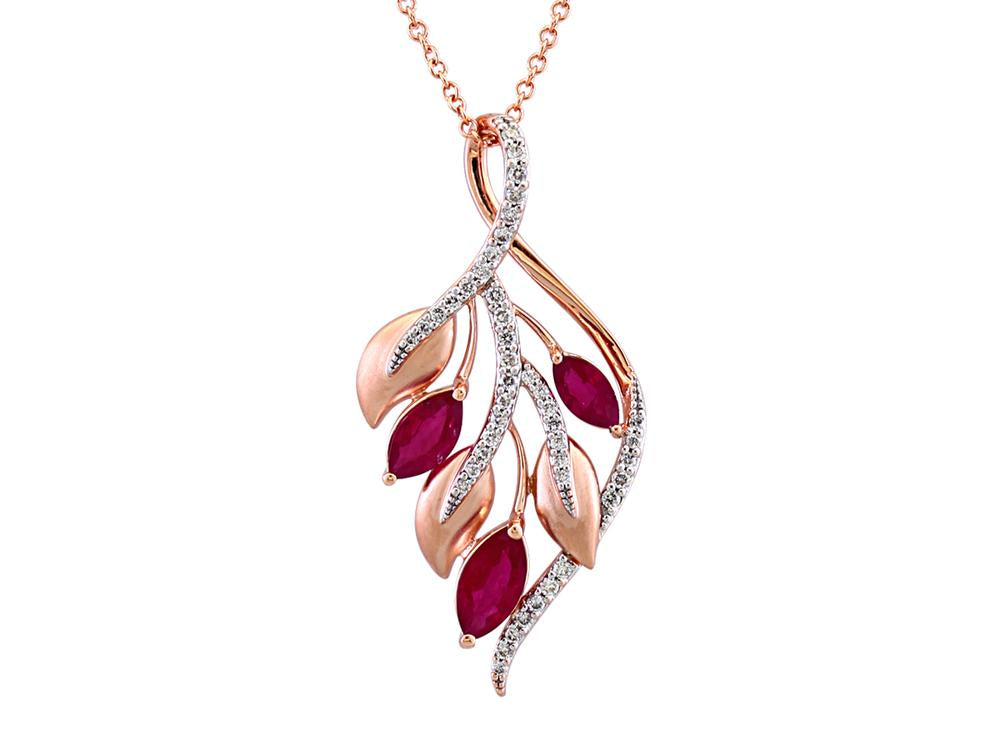 EFFY 14K ROSE GOLD DIAMOND,NATURAL RUBY PENDANT