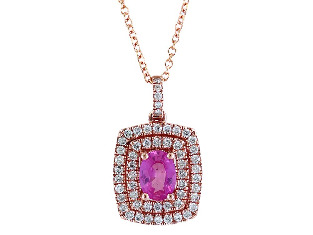EFFY 14K ROSE GOLD DIAMOND,PINK SAPPHIRE PENDANT