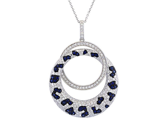 EFFY 14K WHITE GOLD DIAMOND,NATURAL SAPPHIRE PENDANT