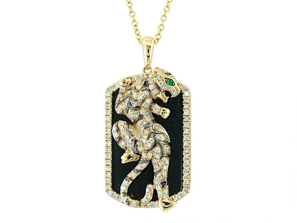EFFY 14K YELLOW GOLD DIAMOND,NATURAL EMERALD,X=ONYX PENDANT