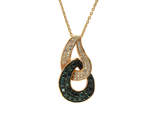 EFFY 14K ROSE GOLD DIAMOND,BLUE DIAMOND PENDANT
