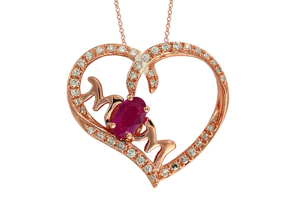 EFFY 14K ROSE GOLD DIAMOND,NATURAL RUBY PENDANT