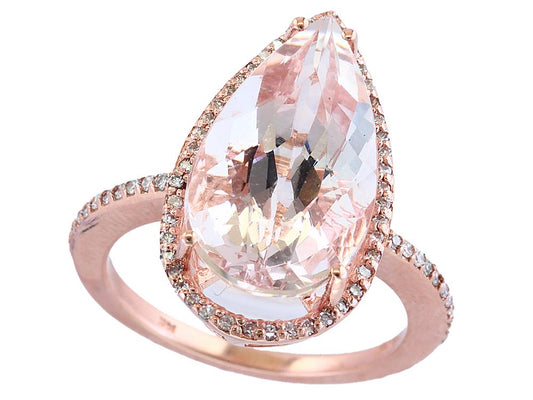 EFFY 14K ROSE GOLD DIAMOND,MORGANITE RING